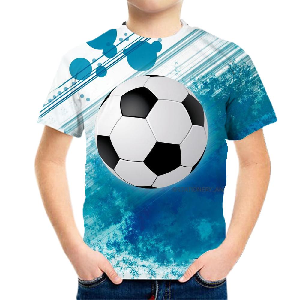 Cool football boy's T-shirt 3D printed football children's clothing boy and girl's T-shirt short sleeved casual youth children's clothing top