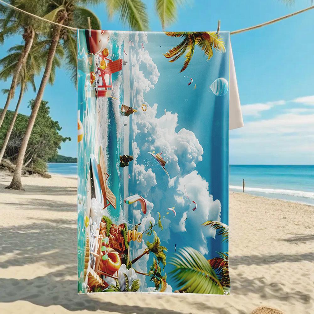 New, Double-sided Velvet Beach Towel Quick-drying Sports Towel Printed Bath Towel