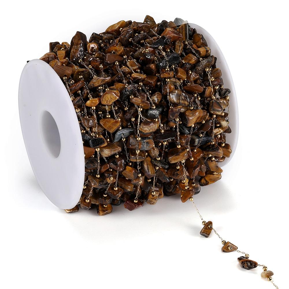 1 metr kamienny łańcuszek kryształowe nieregularne szklane kamienne koraliki łańcuchy ze stali nierdzewnej dla naszyjnik DIY bransoletka komponenty do wyrobu biżuterii