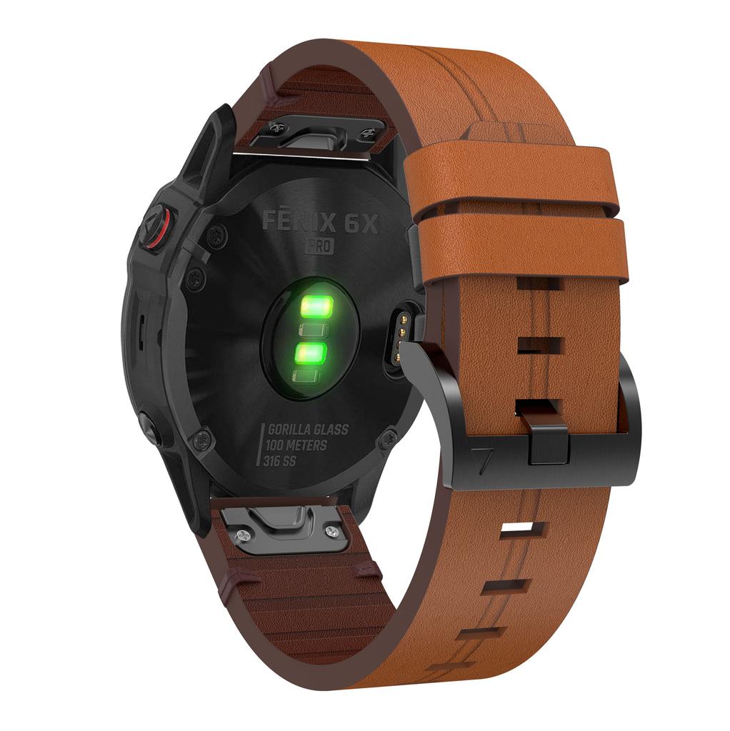 For Garmin Fenix 6X Genuine Leather Smart Watch Replacement Band Wrist Strap