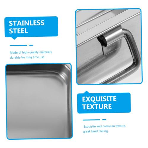 GRIRIW Stainless Steel Baking Tray with Rack, Oven Tray Set, Rectangular Kitchen Pan, Multifunctional Ovenware for Toaster, Baking, and Serving