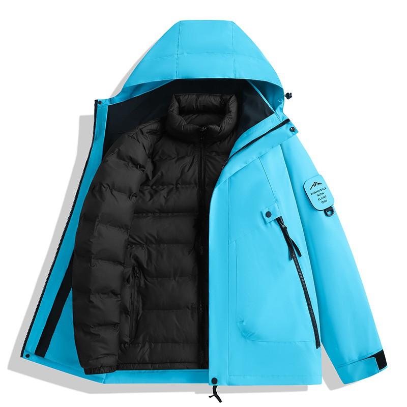 3-in-1 Detachable Windproof Waterproof Hiking Jacket Men Women Outdoor Camping Trekking Fall Winter