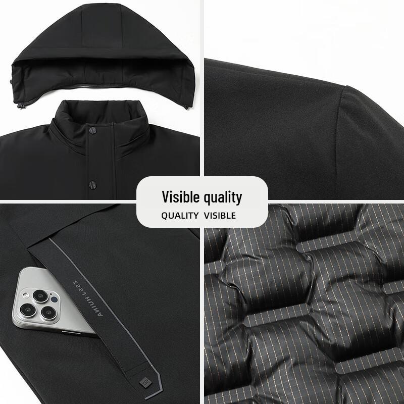 TUCANO Men's Winter Plush Thickened Cotton Jacket with Detachable Hood