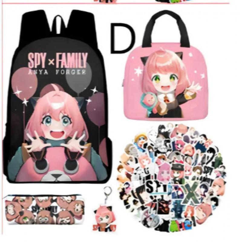 Kids Cartoon Character Print Backpack Set School 17 Inch Oxford Fabric Bag With Lunch Pouch Pencil Case