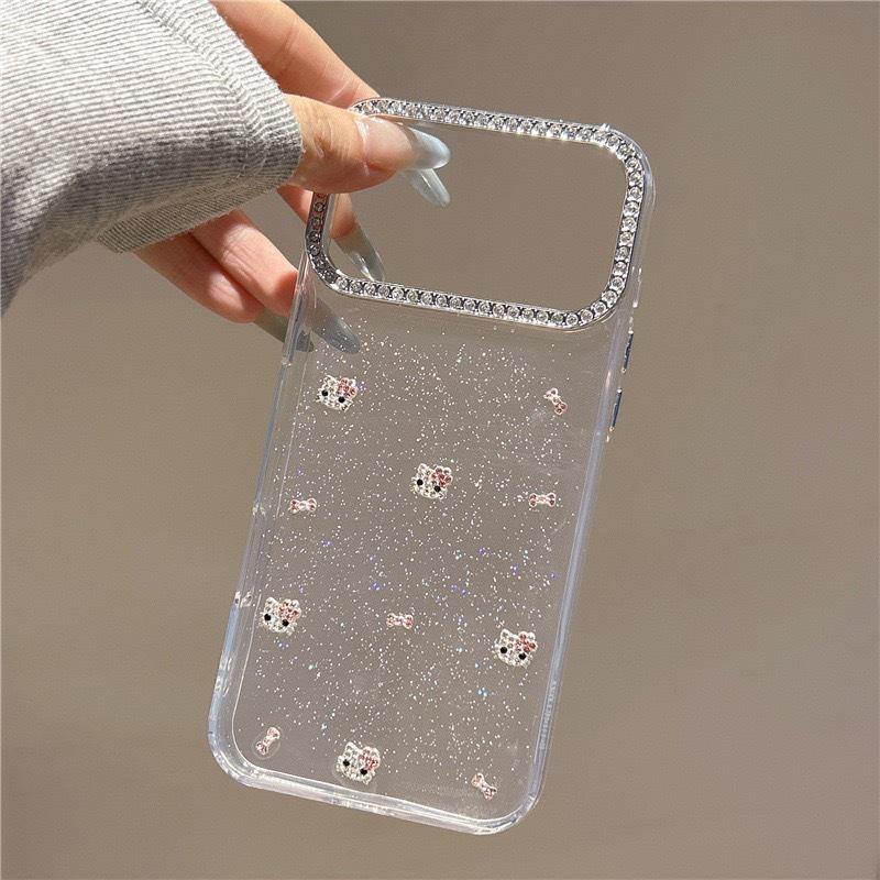 

Rhinestone Lens Case: Cat Fishbone Design for iPhone 17 Pro Max/16/15/14 – Drop-Proof & Stylish iPhone 16 Plus