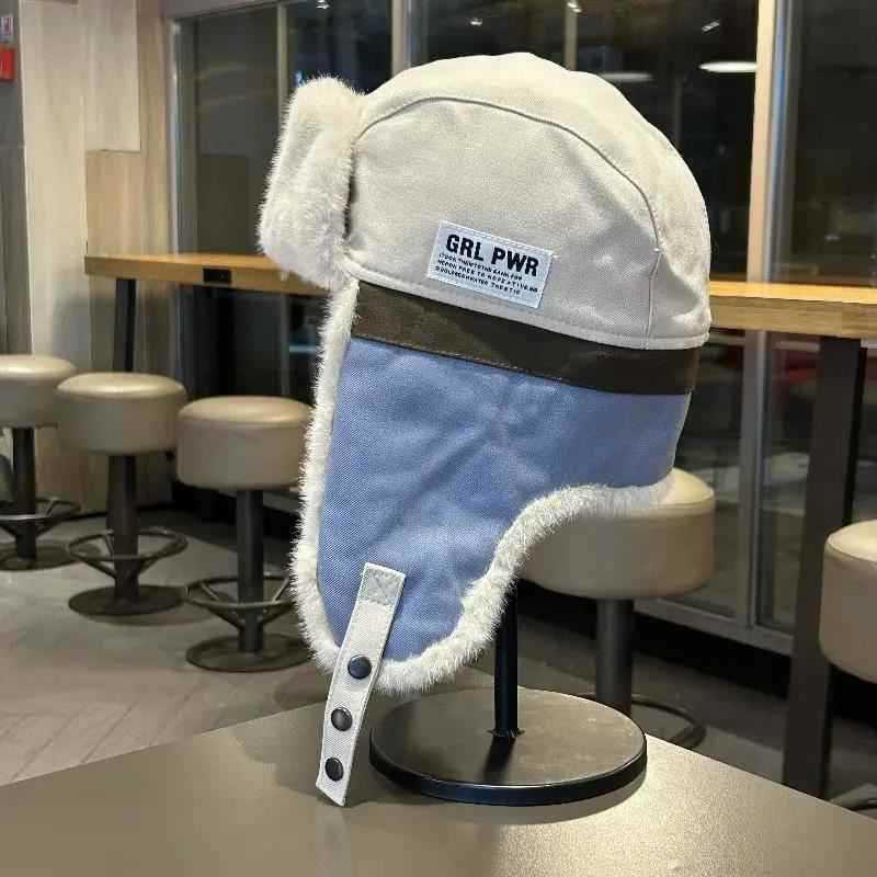 Hat cold color matching Lei Feng men and women winter A thickened warm versatile cycling ear protection outdoor ski pilot