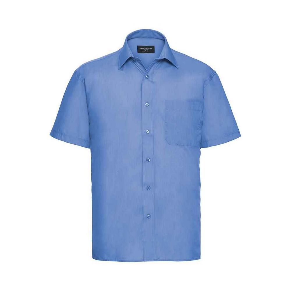 Russell Collection Mens Poplin Easy-Care Short-Sleeved Formal Shirt
