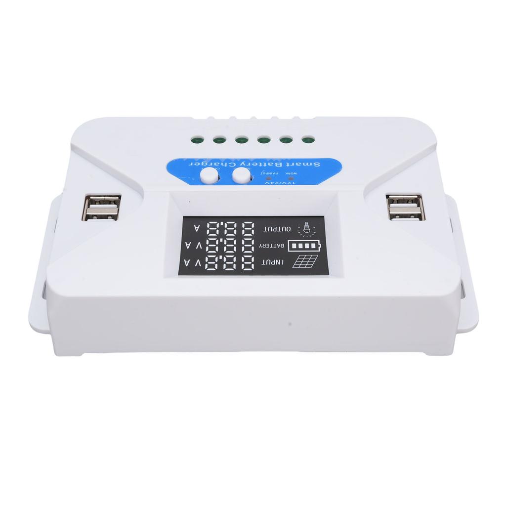 Adaptive Solar Charge Controller Solar Panel Regulator with LCD Display 4 USB Ports Aluminum Plate