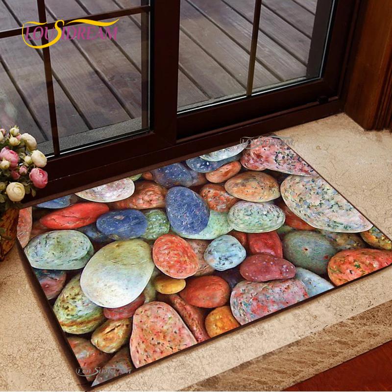 3D Cobblestone Welcome Entrance Doormats Cartoon Carpets Rugs For Home Bath Living Room Floor Stair Kitchen Hallway Non-Slip Mat