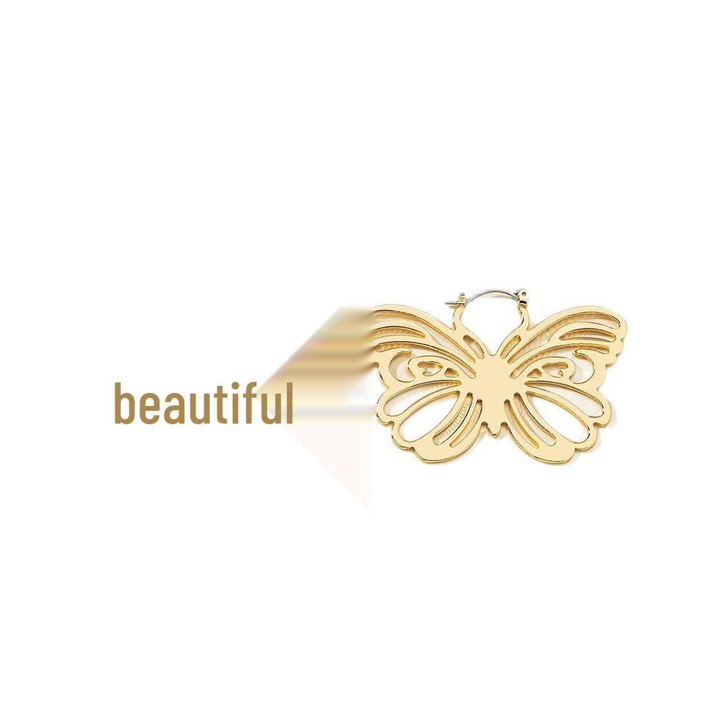 Elegant Hollow Butterfly Bowknot Earrings: High-End Metal Fashion for Women