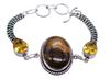 Tiger Eye Citrine Gemstone Silver Plated Handmade Bracelet Jewelry BR 118