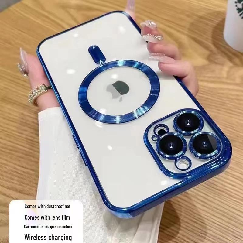 Apple 16PROMAX Lens Film & 16PRO Magnetic Case: Electroplated, Full Coverage, Drop-Proof Protection