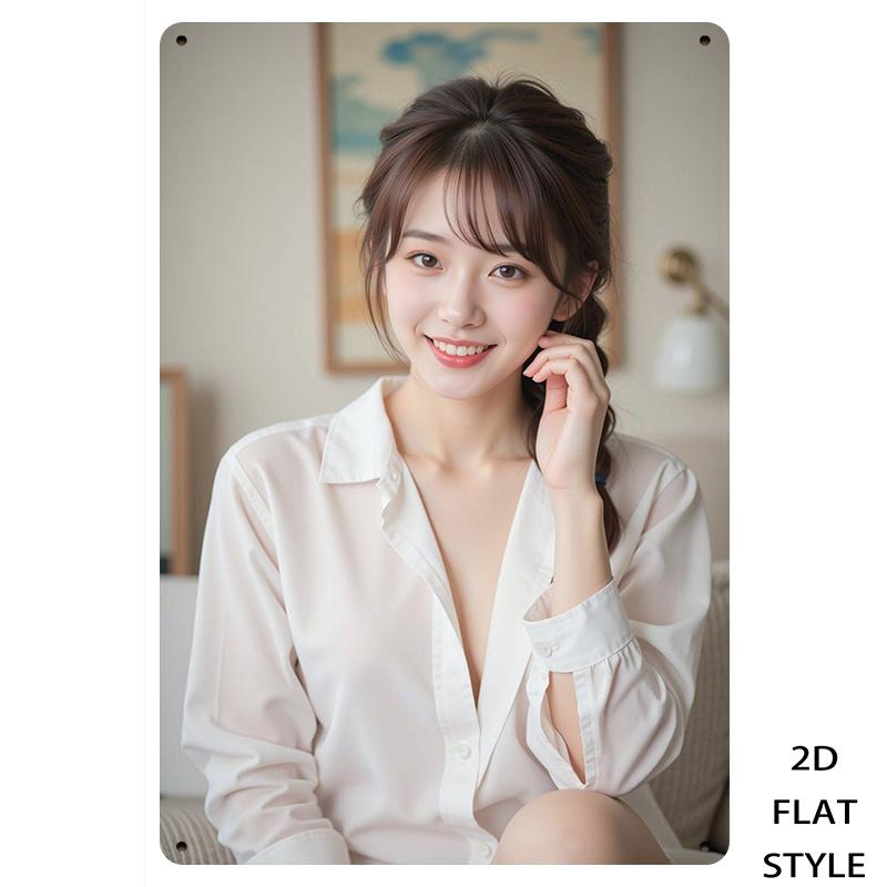 Vintage Girl Smiling Metal Tin Sign Retro Wall Art Home Decor Bedroom Living Room Modern Painting Xcm
