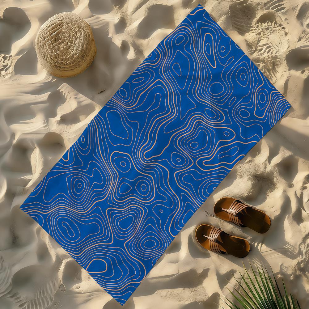 

Topography Line Simple Towel Soft Lightweight Anti-Sand Large Beach Towel Quick-Drying Bath Sports Family W30*H60(CM)