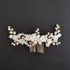 SLBRIDAL Handgefertigte Porzellanblume Blatt Süßwasserperlen Braut-Haarkamm Hochzeits-Haarband Haarschmuck Damen Schmuck