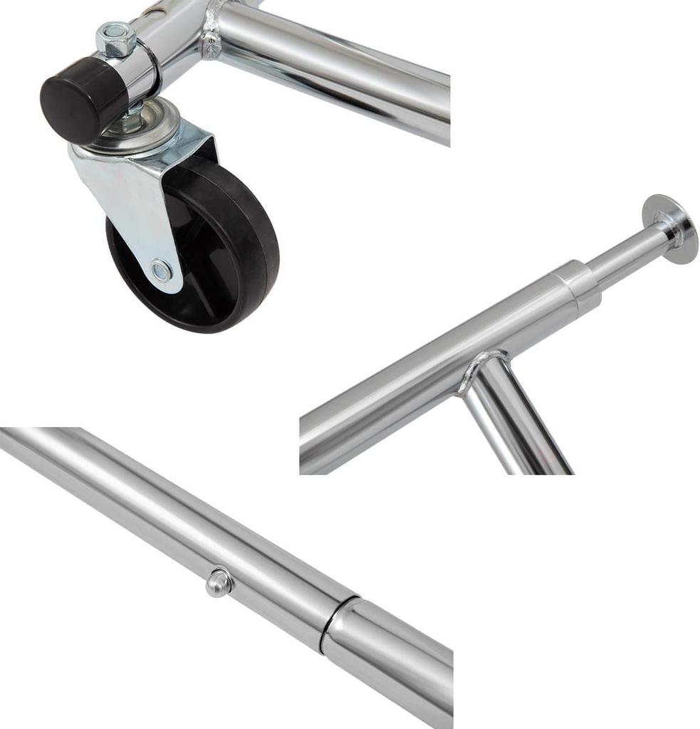 DRM Commercial Clothes Extendable Width 110kg Weight Pipe Sturdy and Silver Rack, 108-160cm, Capacity, Hangers, Durable, (Width 108-160cm)