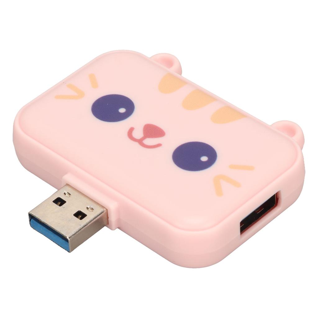 3 in 1 USB Hub Multifunction USB A to USB3.0 and 2 USB2.0 USB Port Expander for Mouse Keyboard Laptop PC Pink