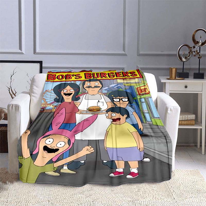 

Одеяло с гамбургерами Боба, одеяла с мультяшным принтом для дома, офиса, дивана, путешествий, теплые повседневные студенческие одеяла, фланелевое одеяло