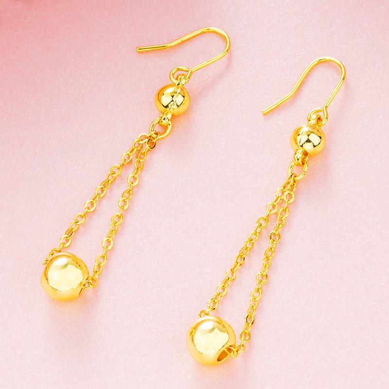 Cercei imitație aur nisipiu de înaltă calitate: Design cu ciucuri de lungă durată pentru femei, Accesorii din cupru transfrontaliere