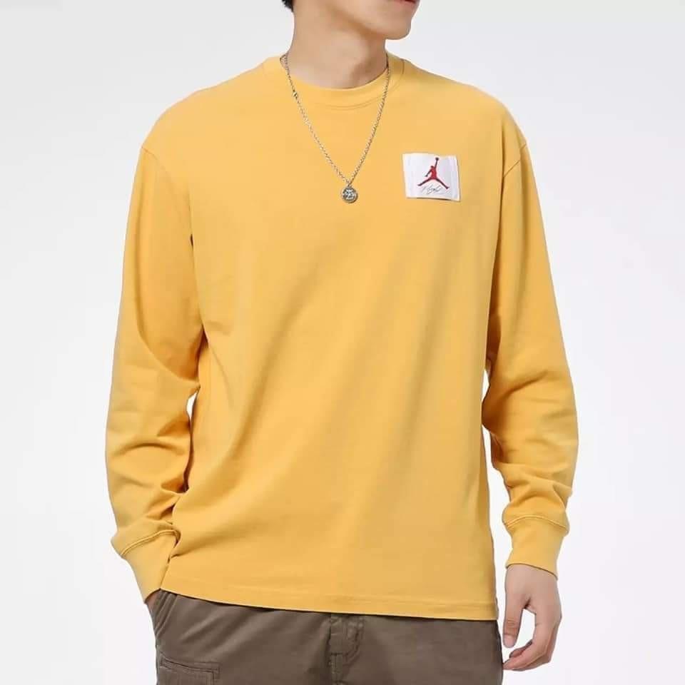 Jordan Logo Print Crew Neck Sweatshirt Men Tops Yellow DD0966-217