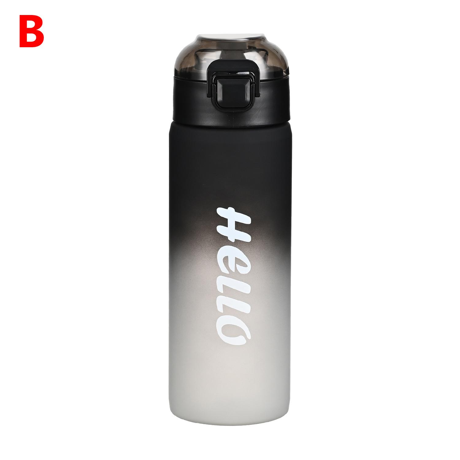 1PC 650ml Gradient Sport Water Bottle, BPA-Free Leakproof Portable Fitness Jug with Straw for Gym Outdoor Beach Travel 0.65L