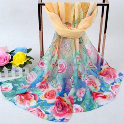 2025 New Fashion Women Floral Printing Beach Silk Scarf Shawls Female Long Wraps Beach Sunscreen Hijab