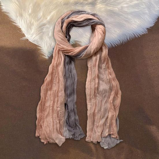 Scarf Shawl Two-Color Gradient Design Pleated Scarf Warm Neck Wrap Cold Weather Neck Warmer Fashion Accessories