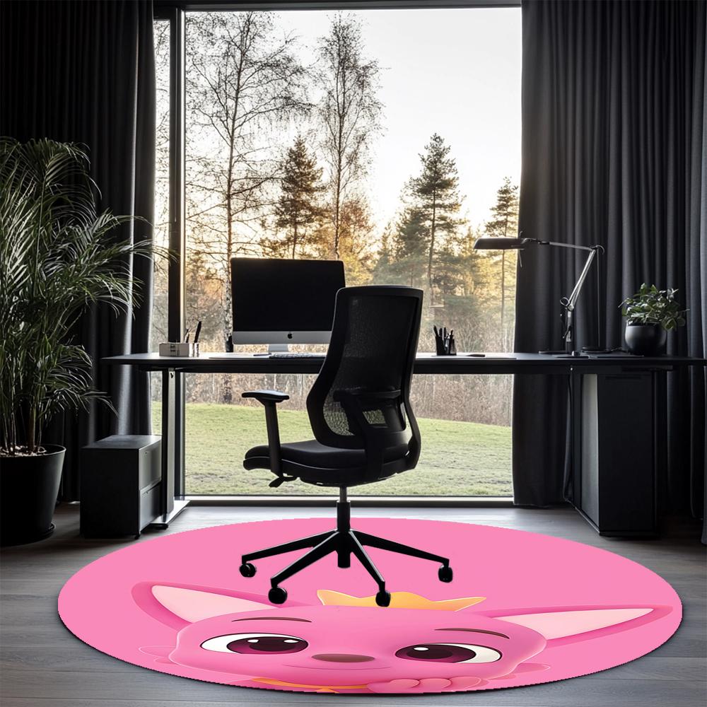 Pinkfong Wonderstar Bedruckter Runder Teppich Teppich Stuhlteppich Bereichsteppich Eingang Fußmatten, für Bürostuhl Wohnzimmer Schlafzimmer Küche.