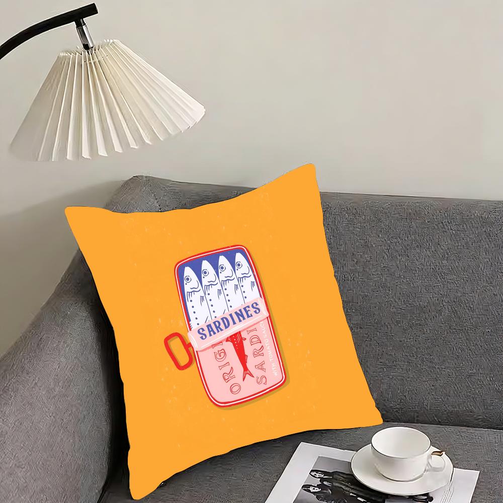 

Cute Coastal Charm SardineS INS Cushion Cover Pillowcase Ultra Soft Skin Friendly Fabric Cloud Like Comfort Concealed Zipper 30x30cm