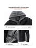 Men's Winter Hooded Faux Two-Piece Fleece Cotton Jacket - Thick and Warm