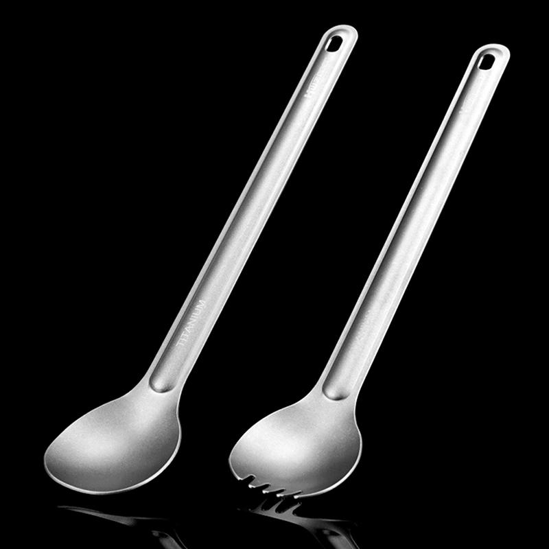 

Титановая ложка Длинная ручка Ложка Открытый кемпинг Spork Кемпинг Посуда