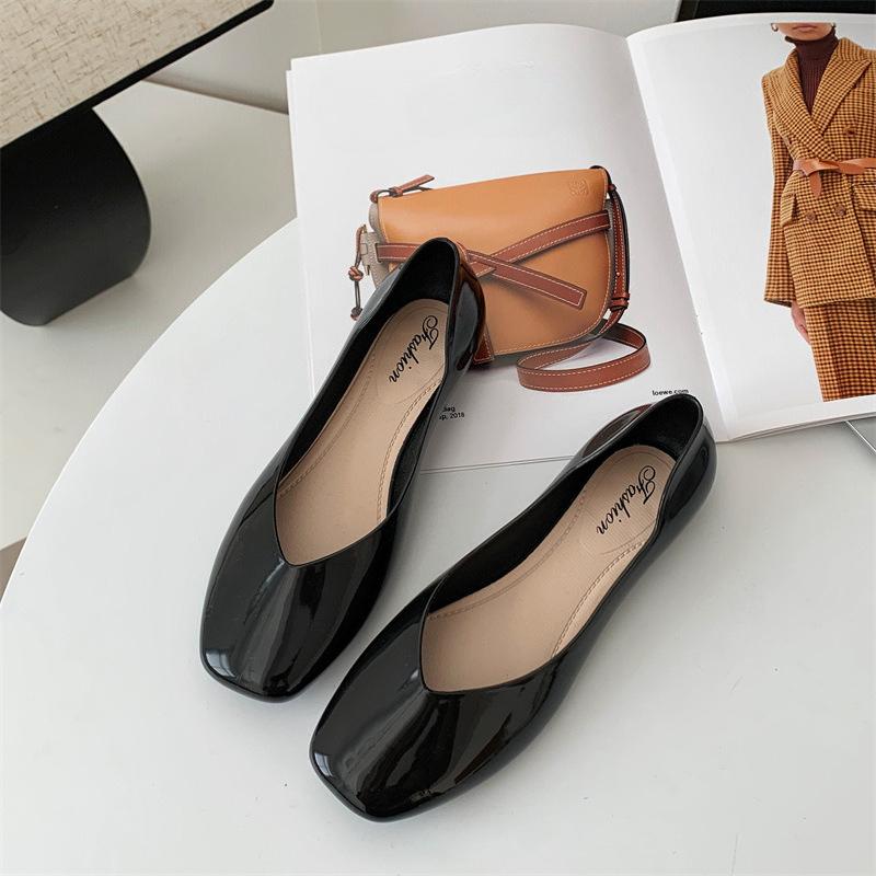 Женские Повседневные Балетки Квадратный Носок Туфли-Балетки Удобные Офисные Рабочие Туфли Летние Туфли-Балетки для Женщин Нескользящие Элегантные Туфли 36