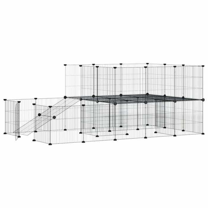 3114063 vidaXL Pet Cage 44 Panels and Door Black 35x35 Cm