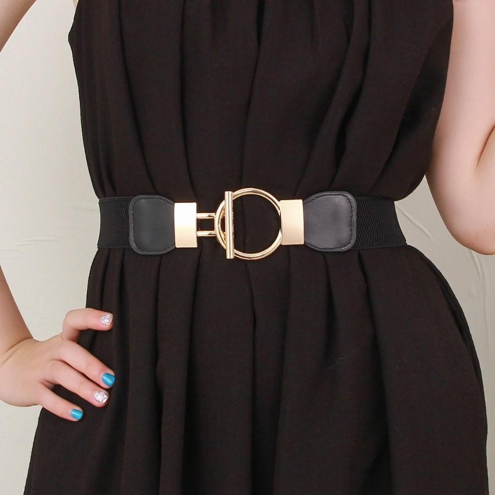 Exquisite Elastic Waistband Casual Round Buckle Waist Strap Waist Belts Women