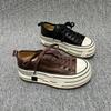Student Single Shoes Women's 2025 Autumn New Versatile Thick-soled Round Head Lace-up Muffin Casual Sports Heightening Board Shoes Women