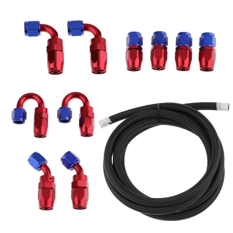 dolity AN 6 Nylon Braided Oil Fuel Hose with 10 Pieces Aluminum Fittings