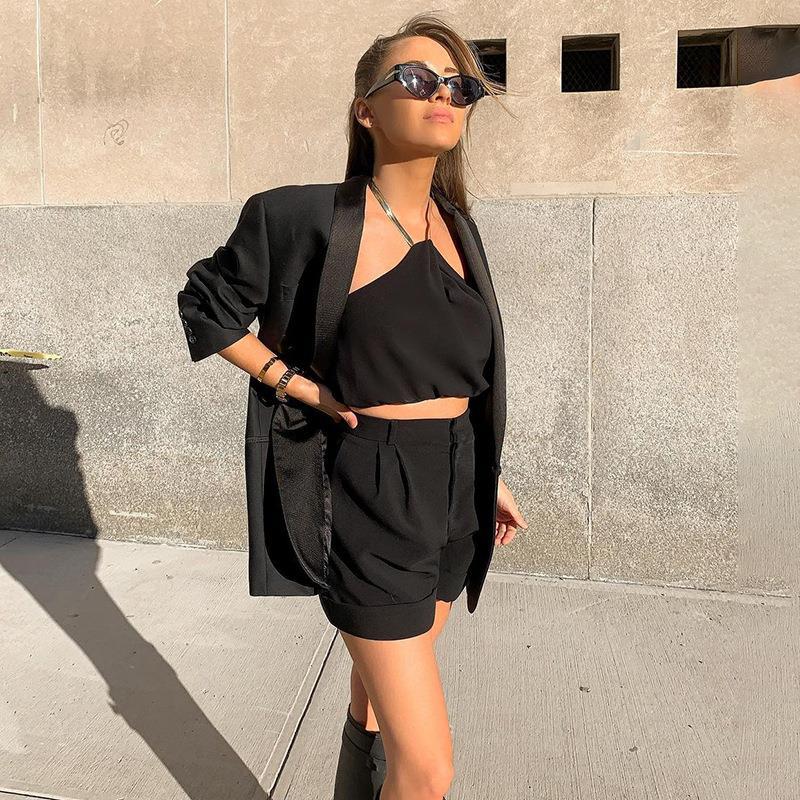 Damen Sommer Hängender Hals Neckholder Rückenfreies Metallkette Kurzes Top