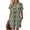 Short Sleeve Women's Dress Casual Dresses With Pockets V Neck Vocation Boho Beach Sundress