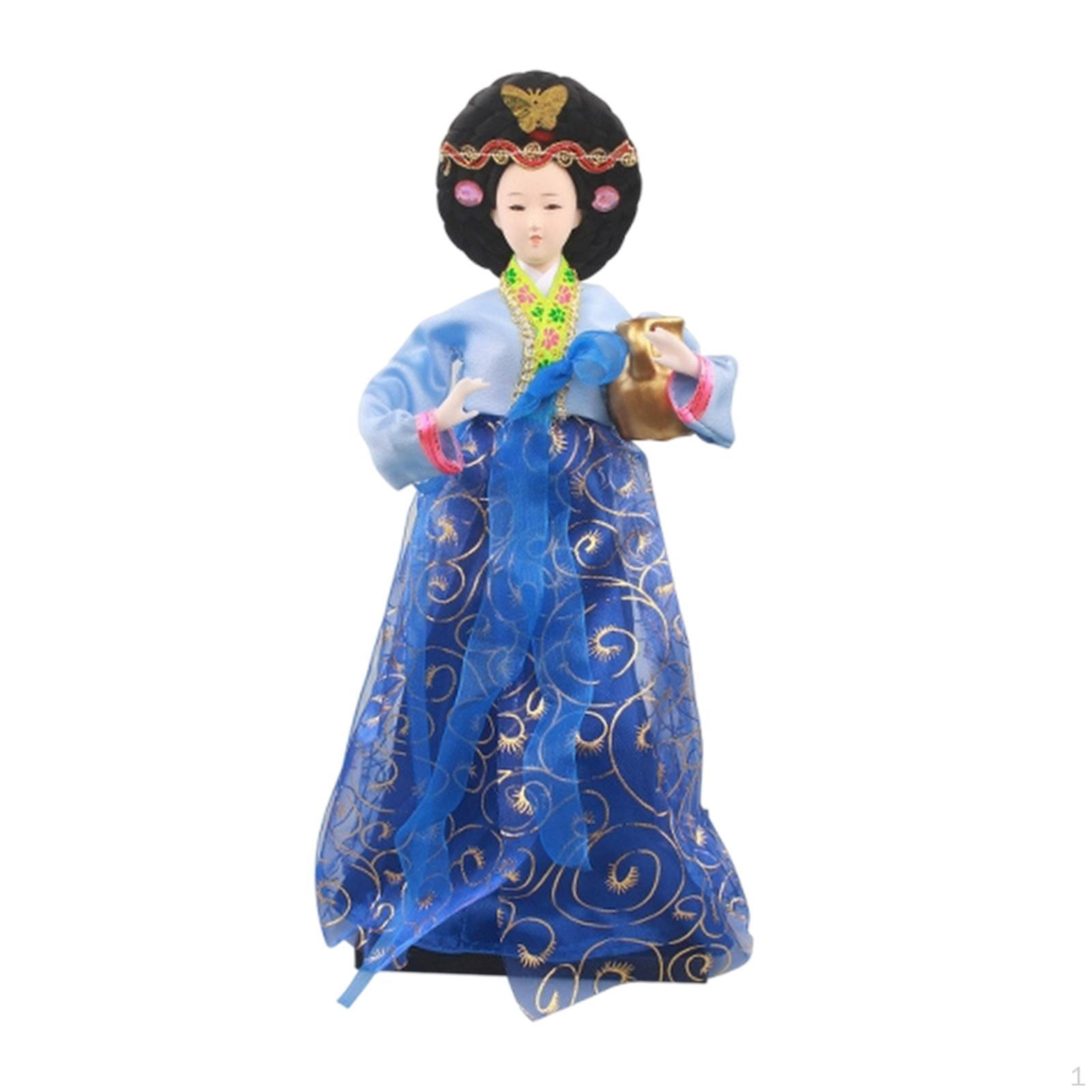 

Корейская кукла Ханбок Антикварная Азиатская 12 Свободностоящая Традиционная Милая Гейша Кимоно Фигурка Style E