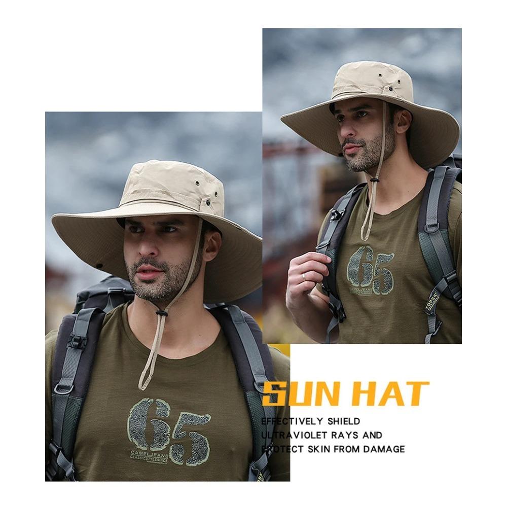 Herren Sonnenschutz Eimerhut Großer Schirm zum Angeln Outdoor Wandern Sommer Sonnenhut