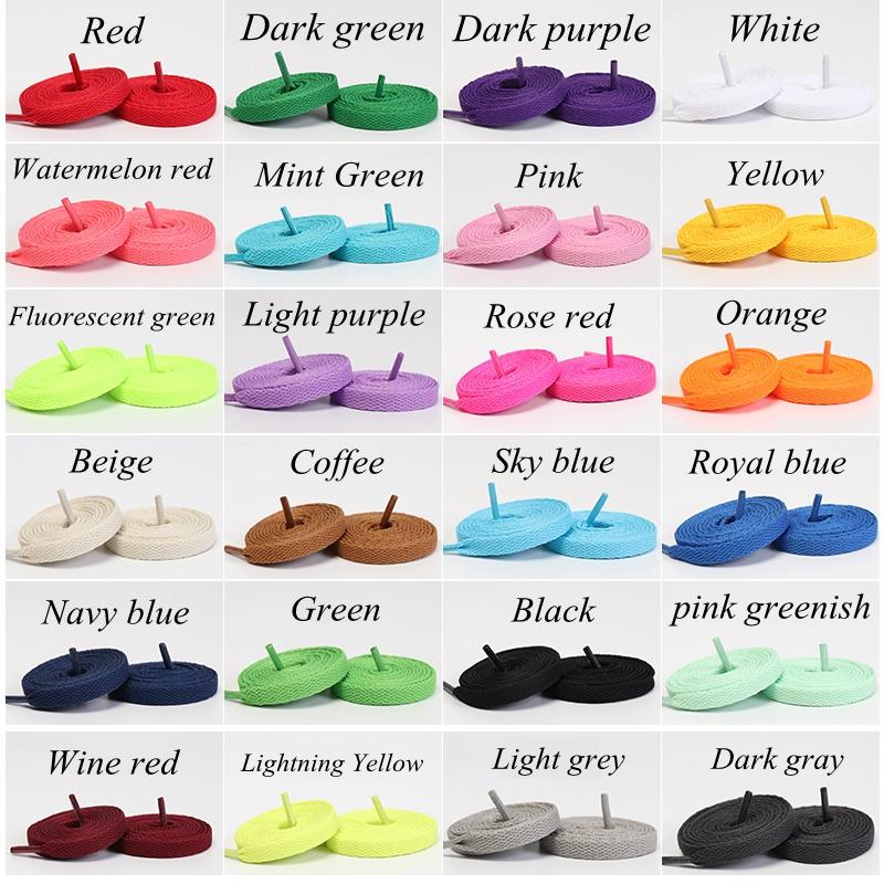 1 Pair New Black White Shoe Laces / AF1 Shoelaces Flat Thicken Weave Craft Off High-top Sneaker Shoelace Accessories 25 Colors