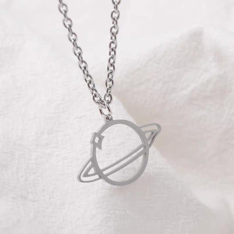 Stylish Planet Pendant Necklace for Women - Hip-Hop Inspired Design, Versatile for Sweaters, Featuring a Hollow Wrap-around Charm.