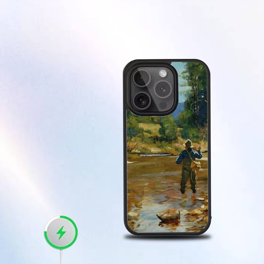 Hunting Fishing Man Phone Case For iPhone 17,16,15,14,13,12,11,Pro,Max,Plus,Mini,SE New Magsafe Magnetic Wireless Charging