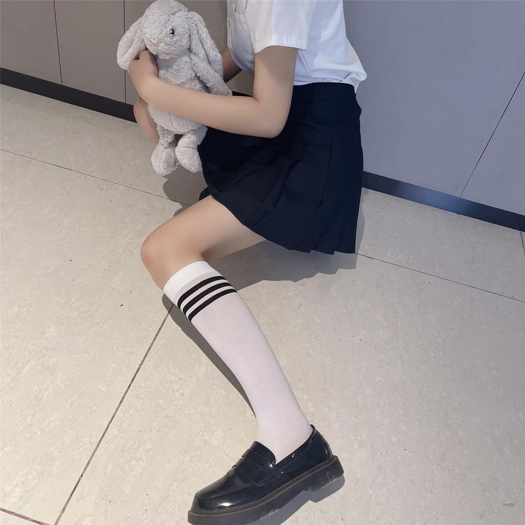 Student Socks Striped Knee High Sweet College Style Calf Socks Soft Skin-friendly JK Lolita Girls Stockings