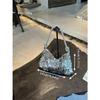 Vintage Silver Sequined Bag Glitter Fringed Portable Vintage Messenger Chain Shoulder Bag Women's Small Bag Dinner Bag