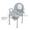 Bedside Commode Chair 3 Levels Height Adjustable PU Padded Anti Slip Sealed Lid Commode with 2 Internal Buckets for Adults