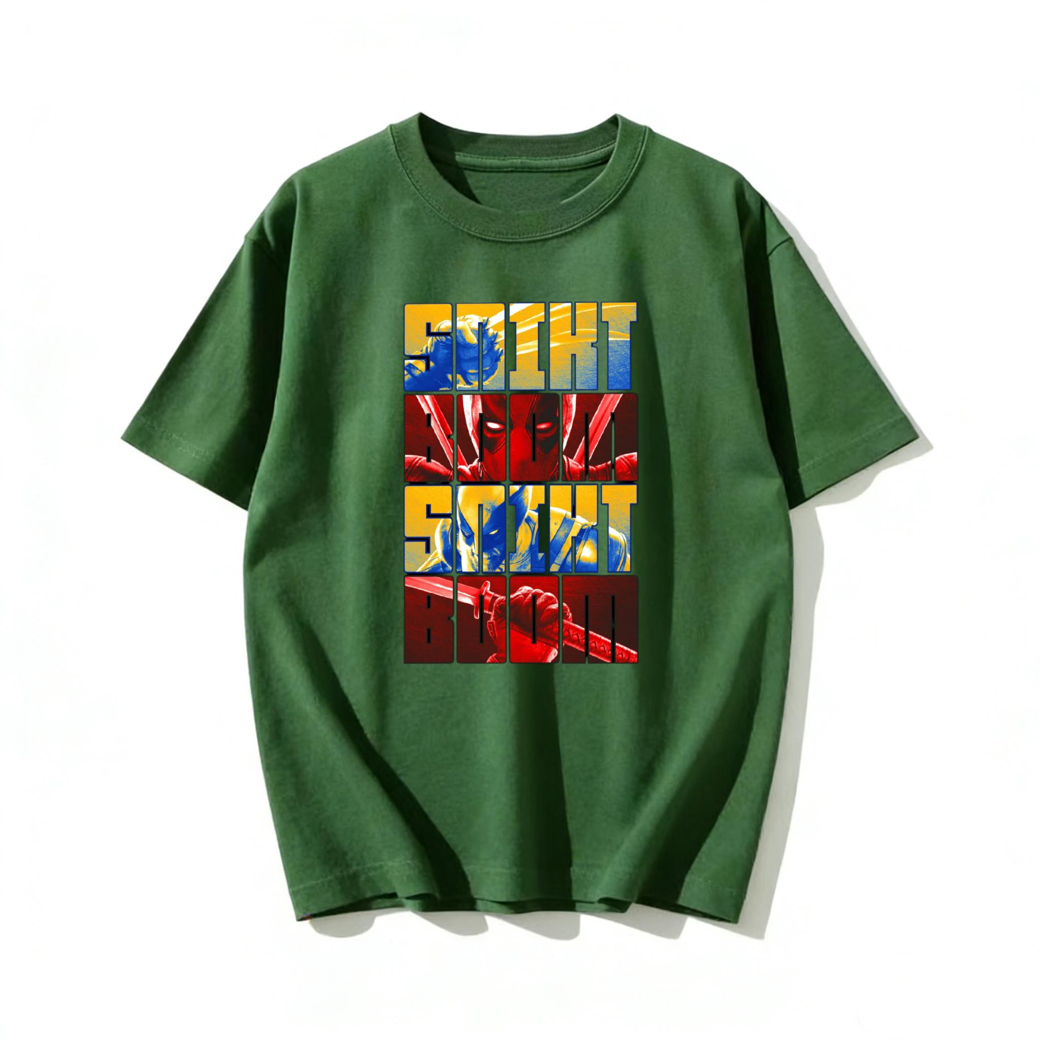 

Marvels Talkative King Deadpool Showing Off Adult and Childrens Personality Pure Cotton Cute and Cheeky Streetstyle Tshirt S