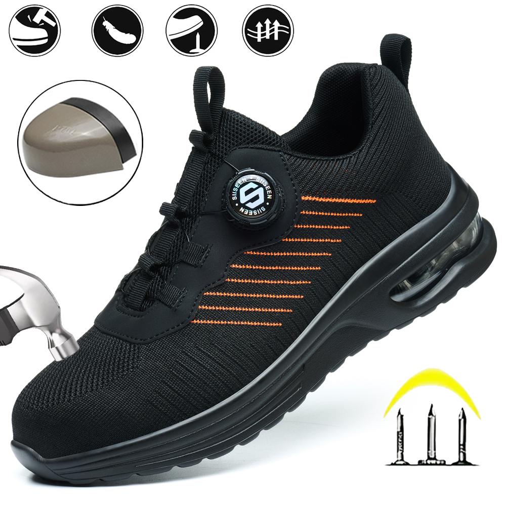 Men's Lightweight Steel Toe Safety Shoes Puncture-Protective Indestructible Work Boots Comfortable Footwear for Men