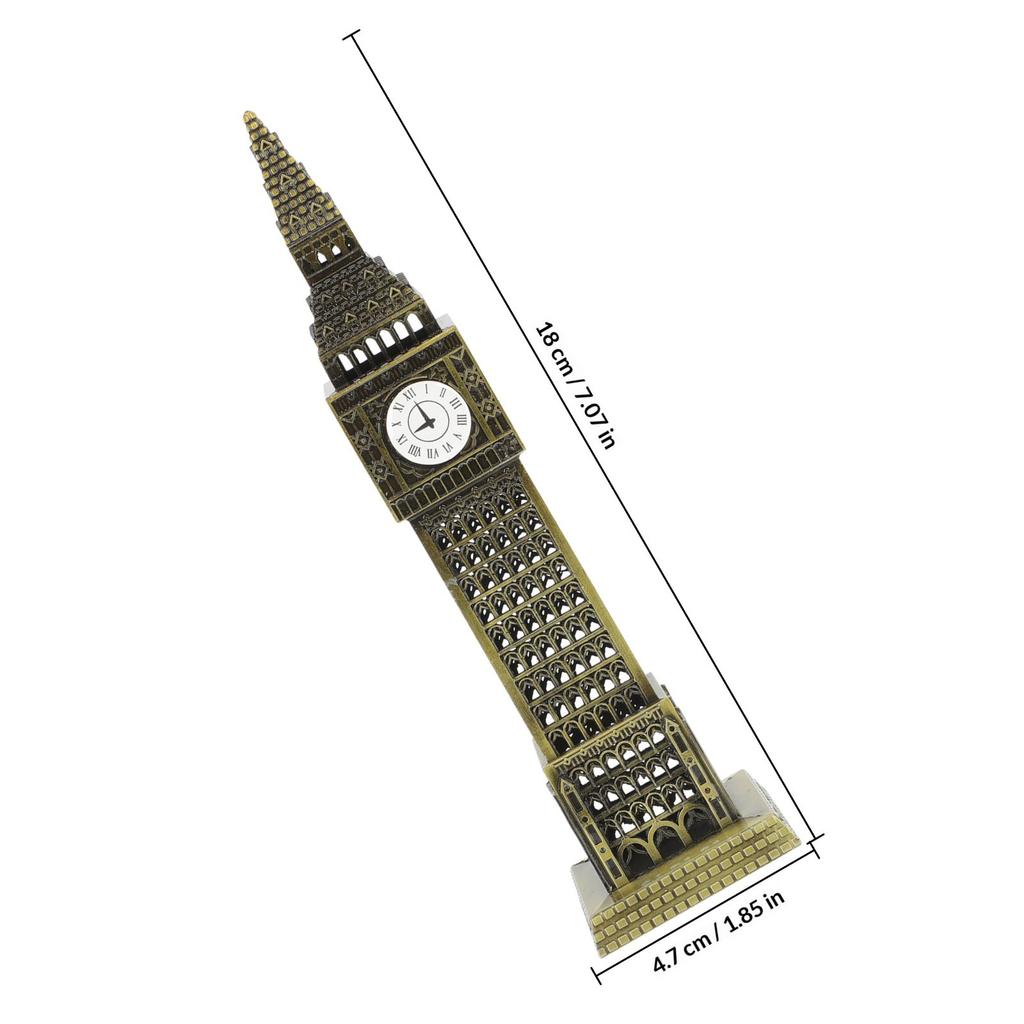 England Architecture Metal Sculpture Classic Stylized Ornament Home Decoration Desktop Decor Alloy Building Sculpture Vintage