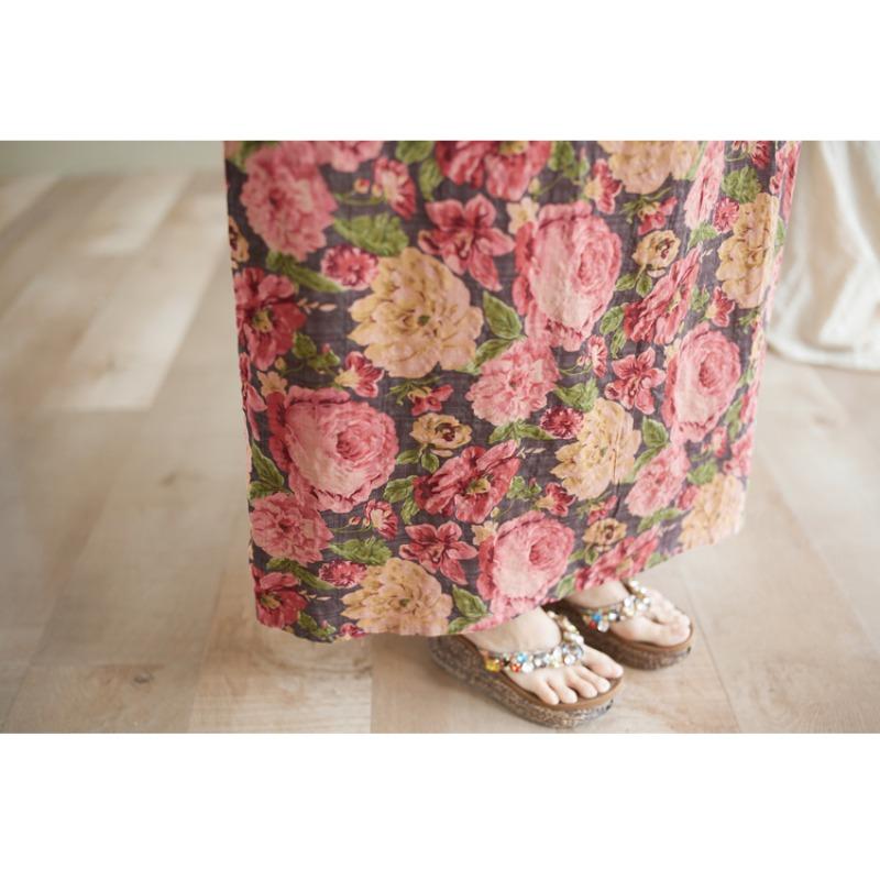 Dimanaf 2025 Summer Plus Size Dress Women Casual Vintage Floral Dress Basic Printing Long Beach Elegant Loose Dress